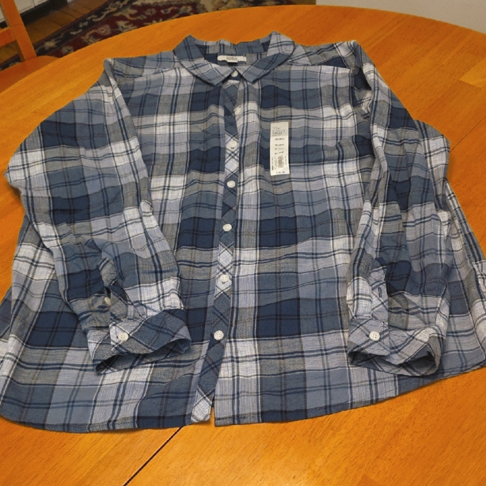 Womens Blue Plaid Shirt